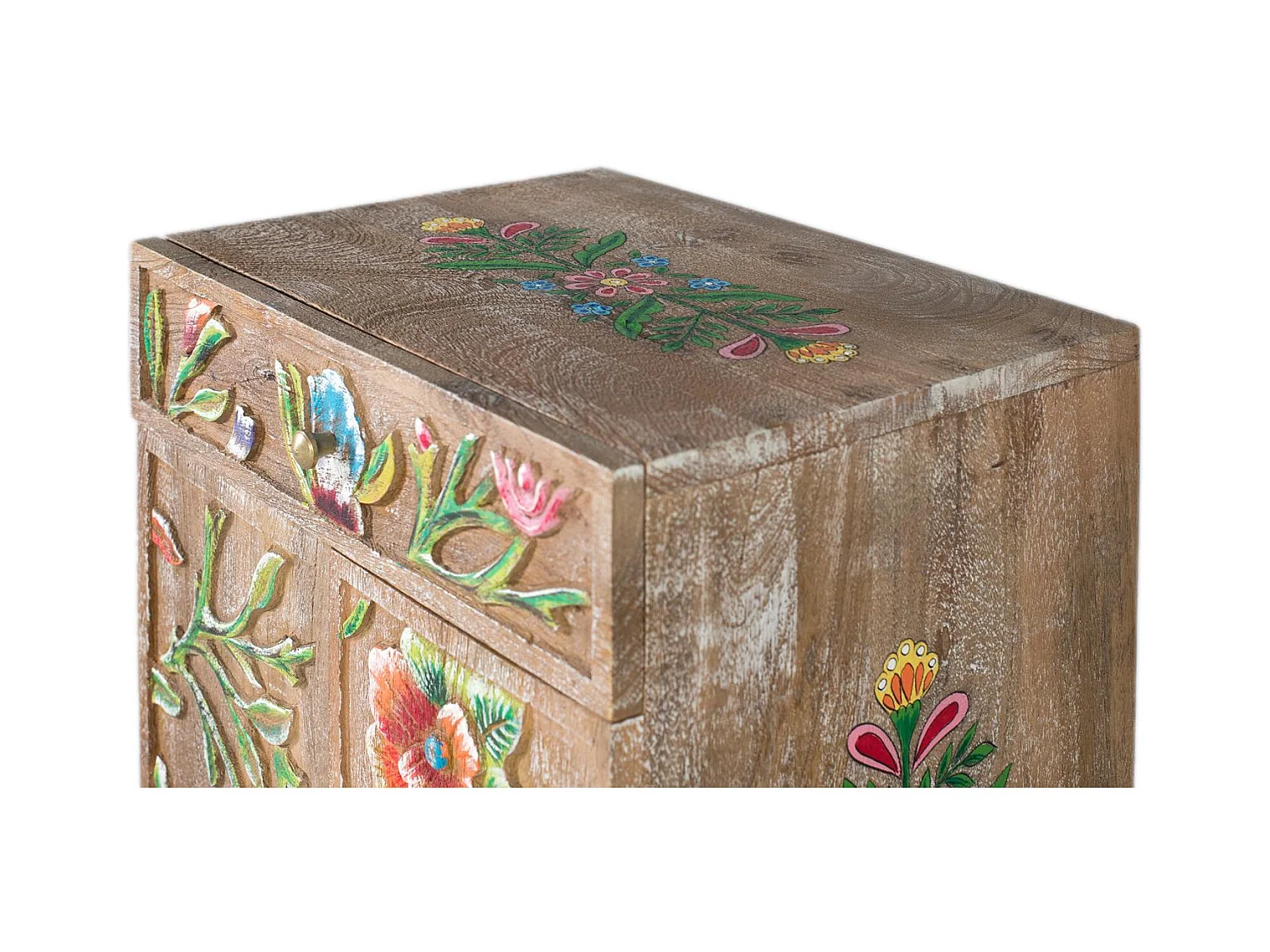 Sideboard aus Mangoholz mit handgemalten Details