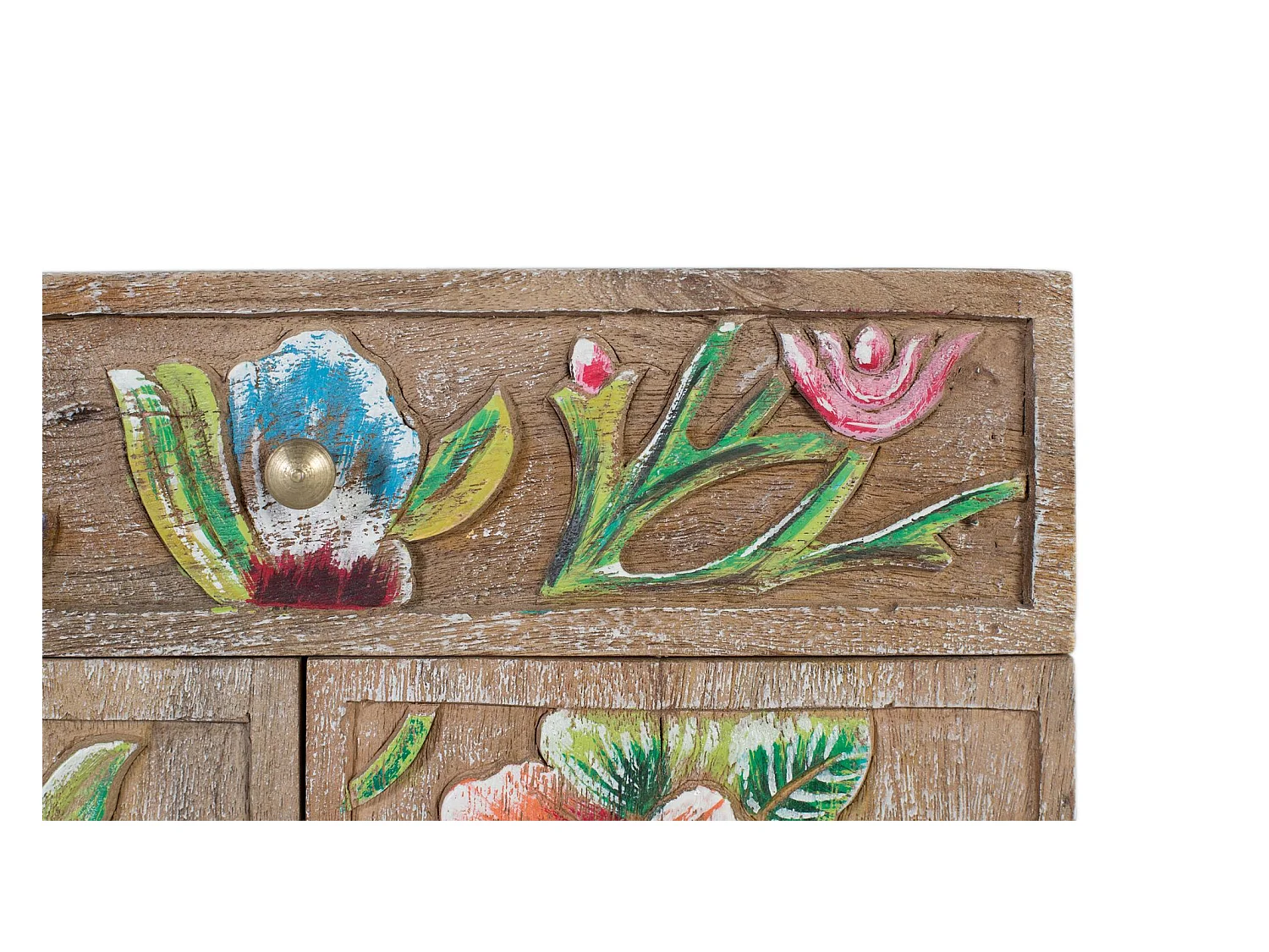 Sideboard aus Mangoholz mit handgemalten Details