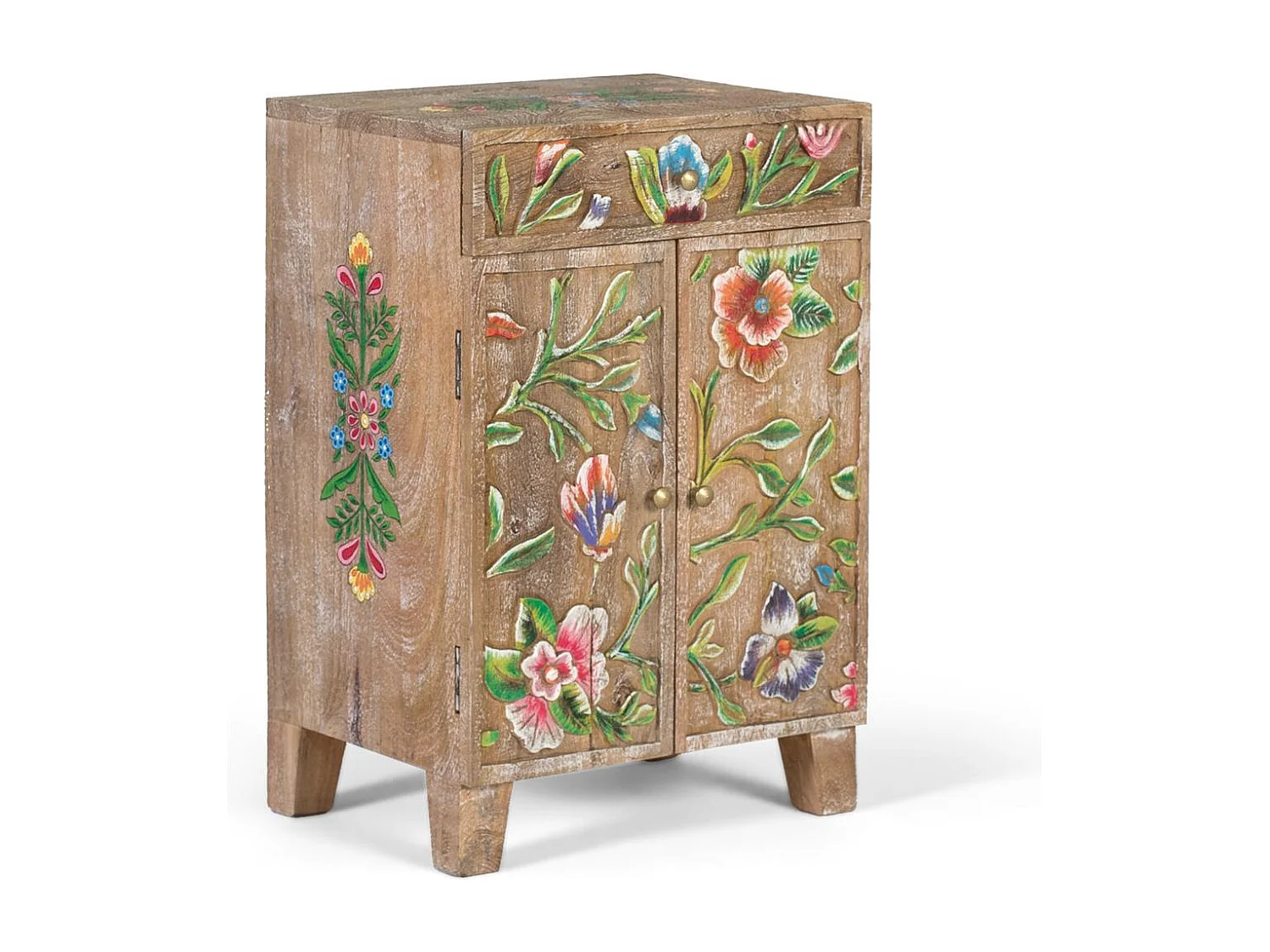 Sideboard aus Mangoholz mit handgemalten Details