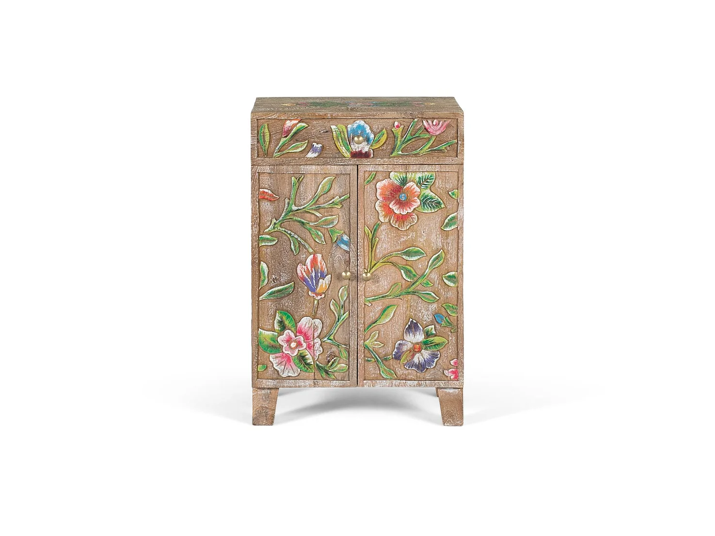 Credenza in legno di mango con dettagli dipinti a mano