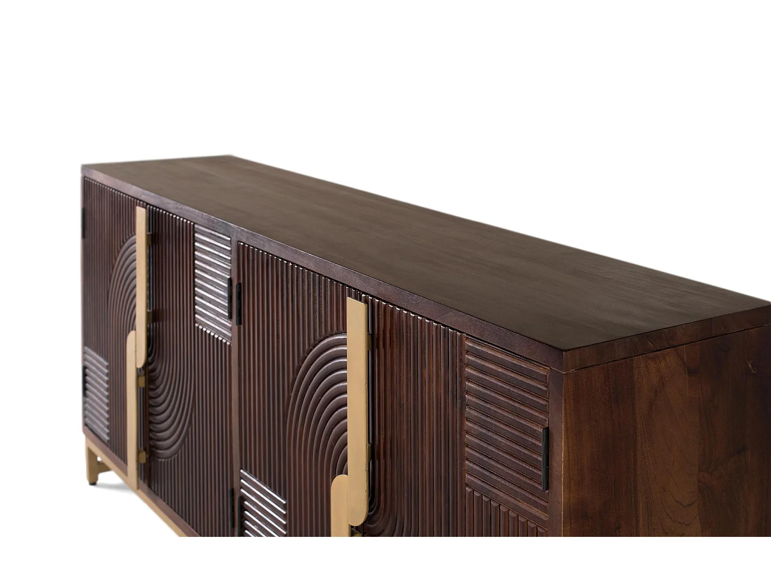 Sideboard aus Massivholz mit vier Türen und goldenen Details