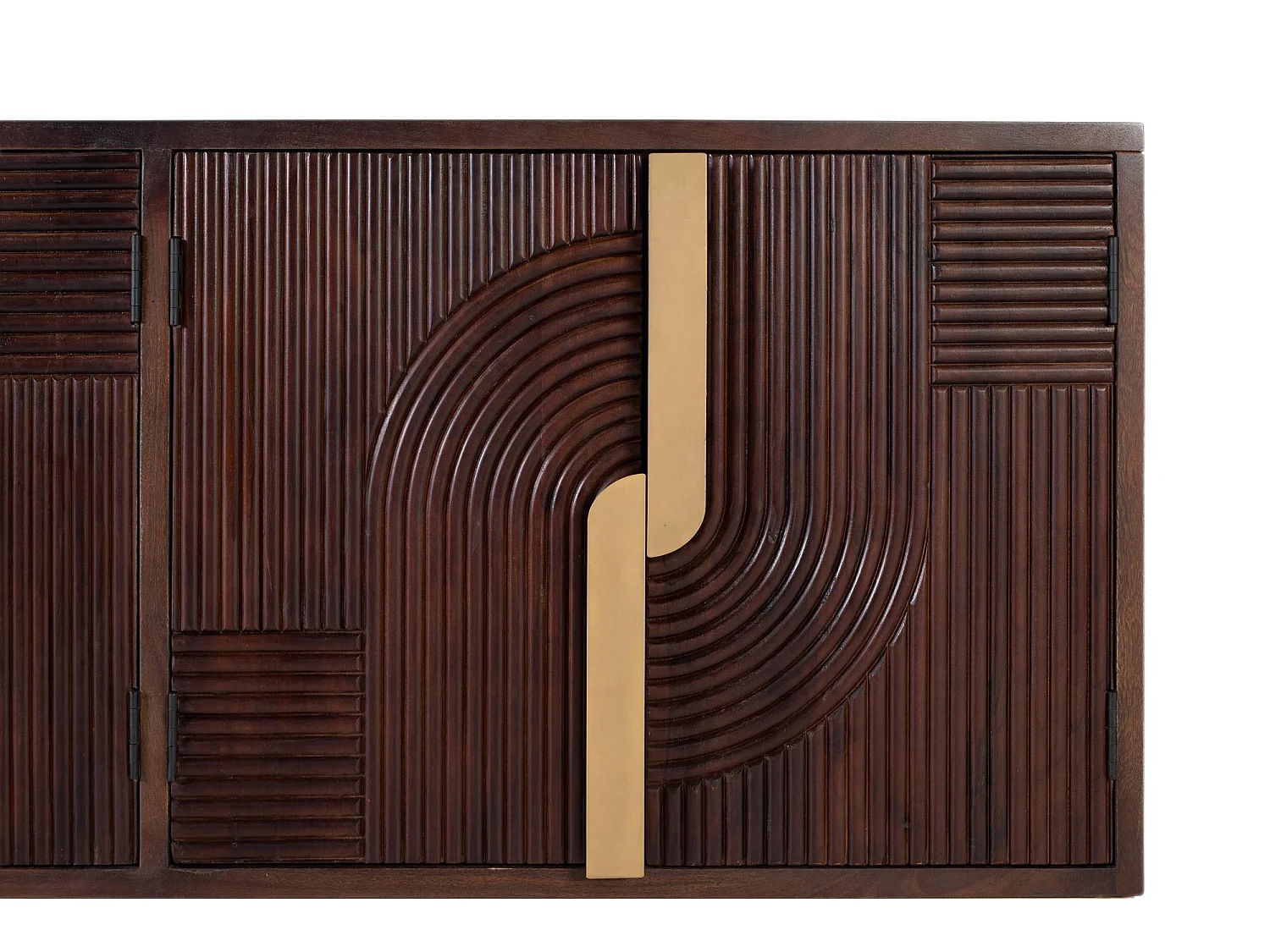 Sideboard aus Massivholz mit vier Türen und goldenen Details