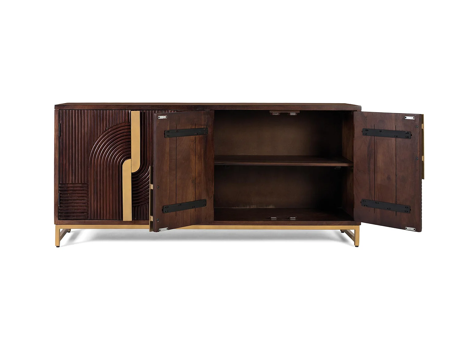 Buffet en bois de manguier de style rustique moderne - 80 x 175 x 42