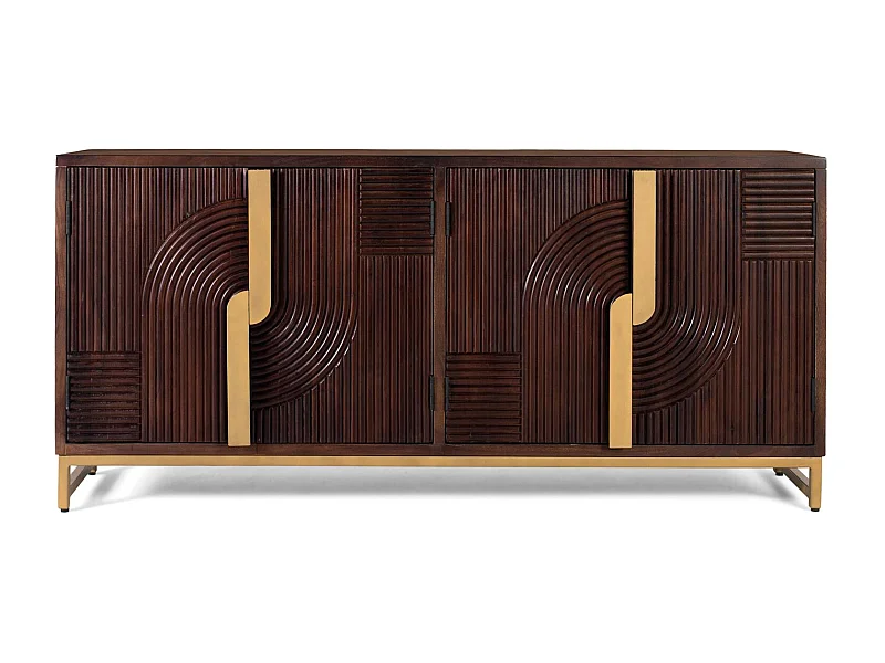Sideboard aus Massivholz mit vier Türen und goldenen Details