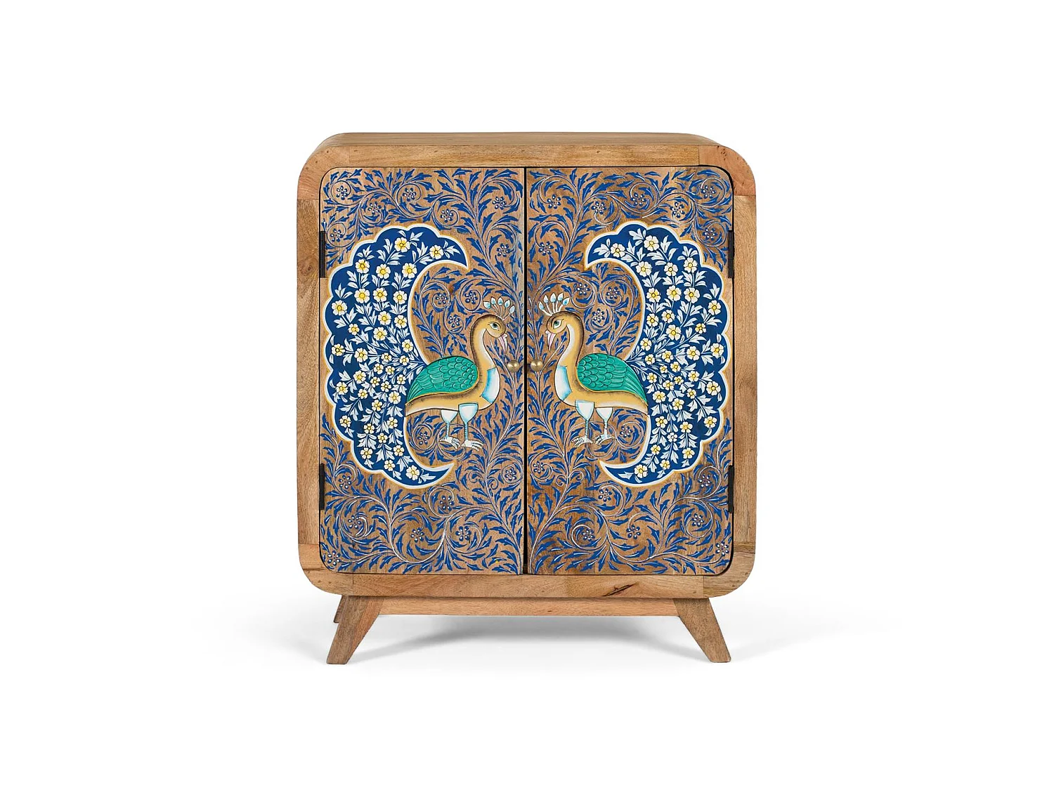 Sideboard aus Mangoholz mit zwei handbemalten Türen