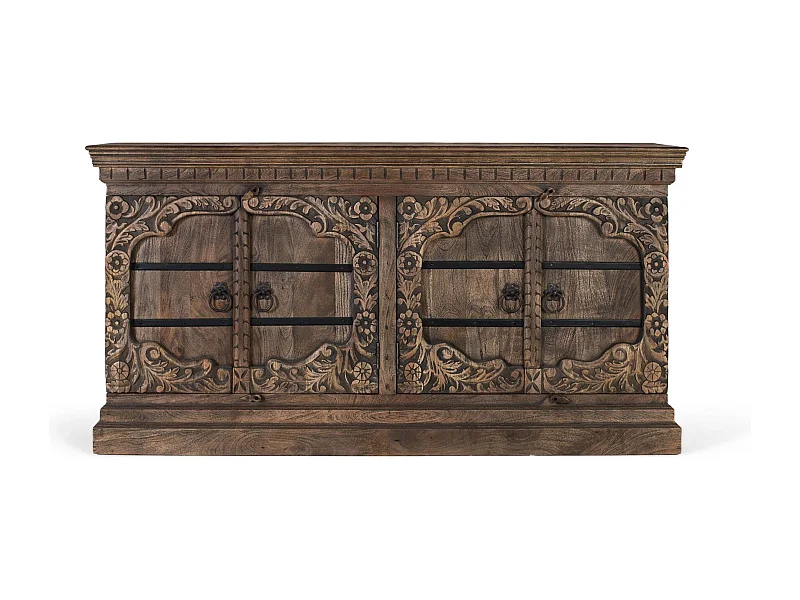Credenza a quattro ante realizzata a mano in legno di mango