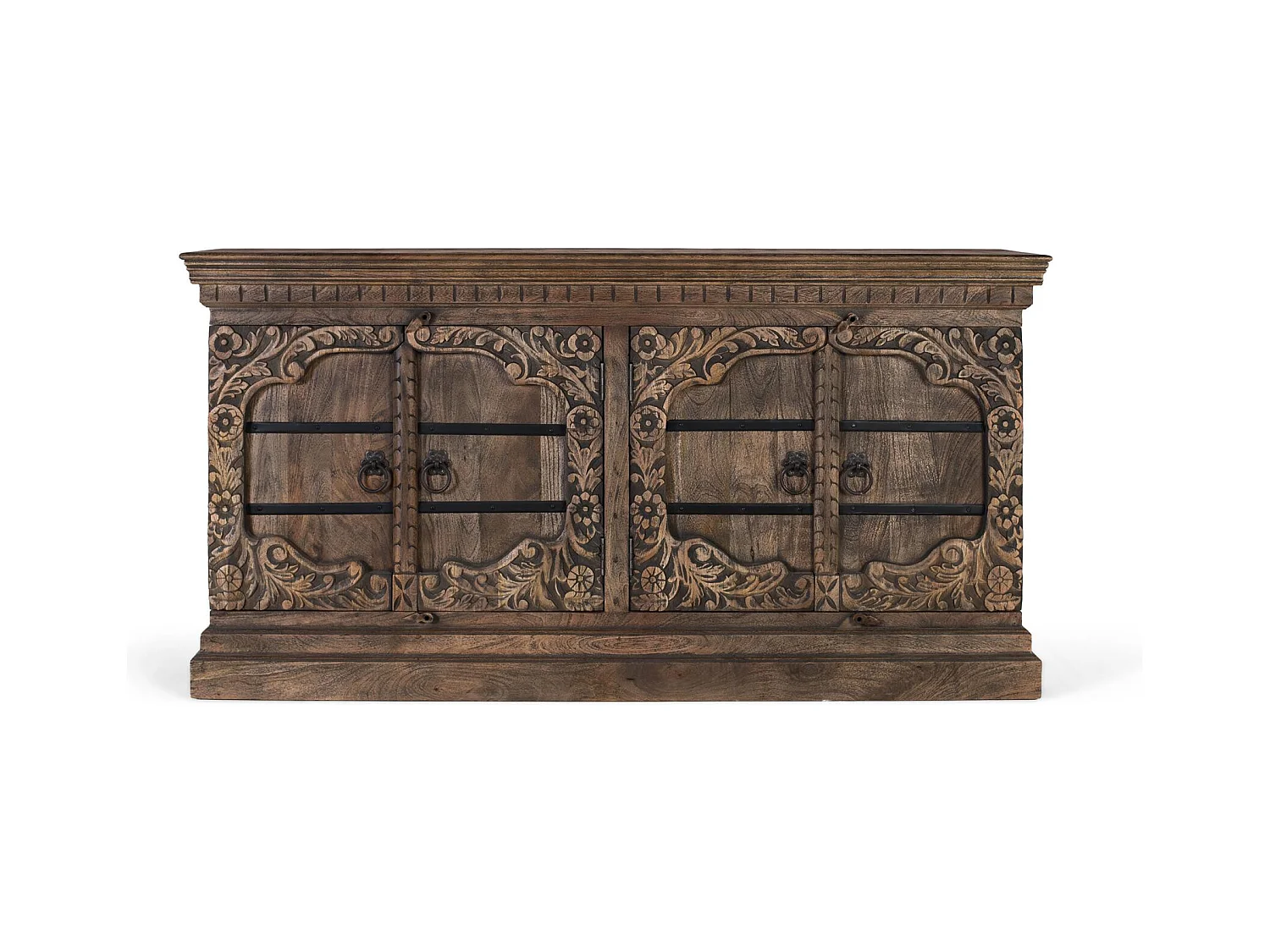 Credenza a quattro ante realizzata a mano in legno di mango