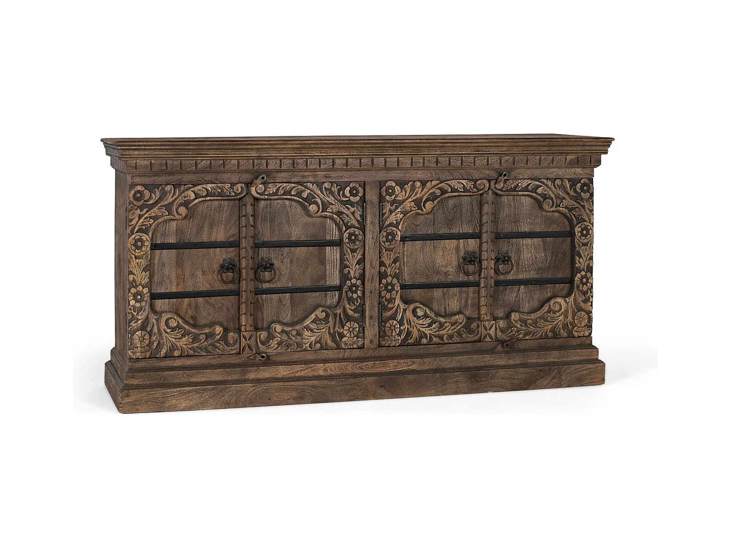 Credenza a quattro ante realizzata a mano in legno di mango