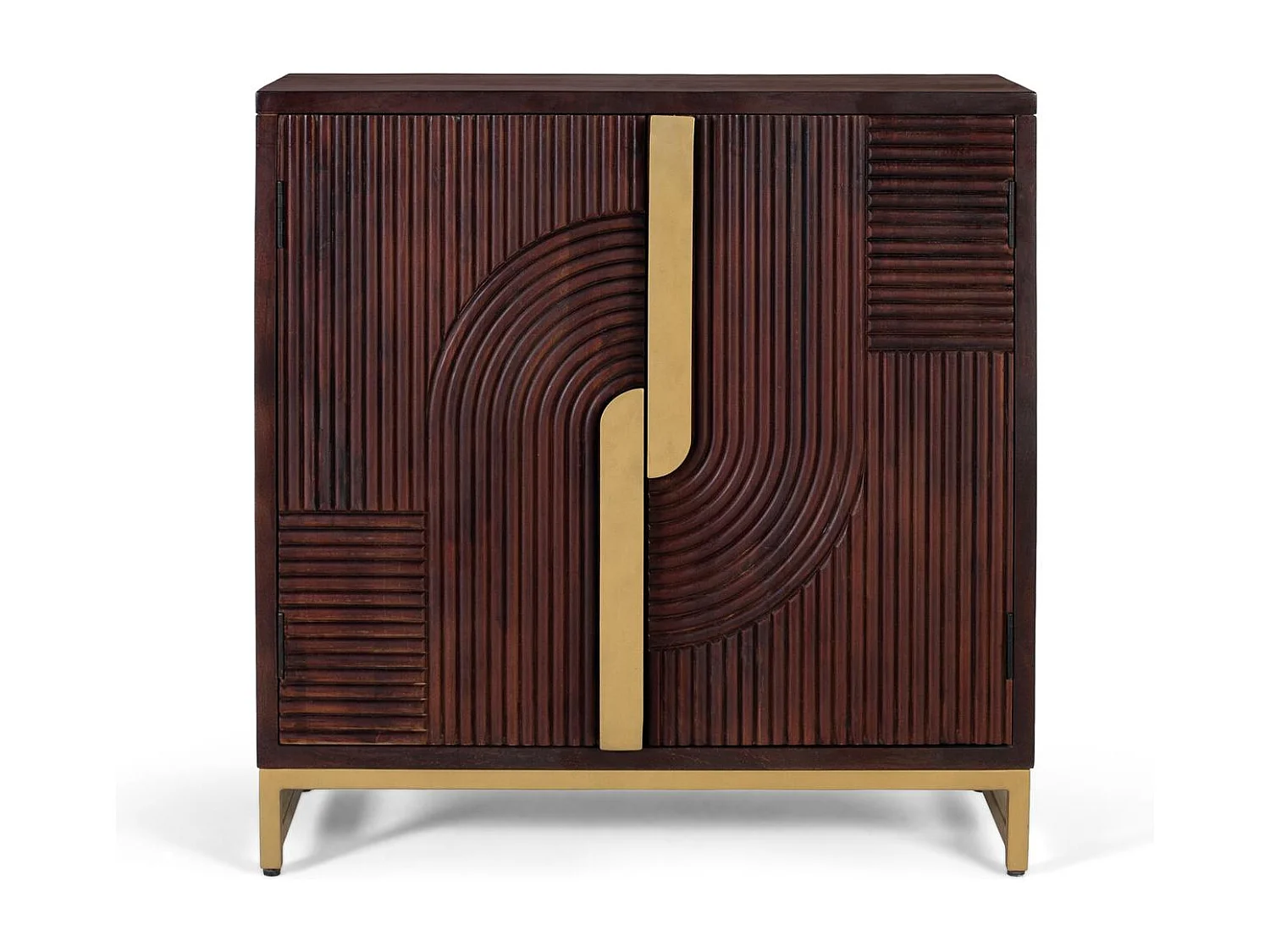 Sideboard aus massivem Mangoholz mit goldenen Details