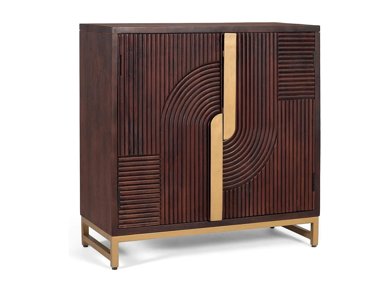 Sideboard aus massivem Mangoholz mit goldenen Details
