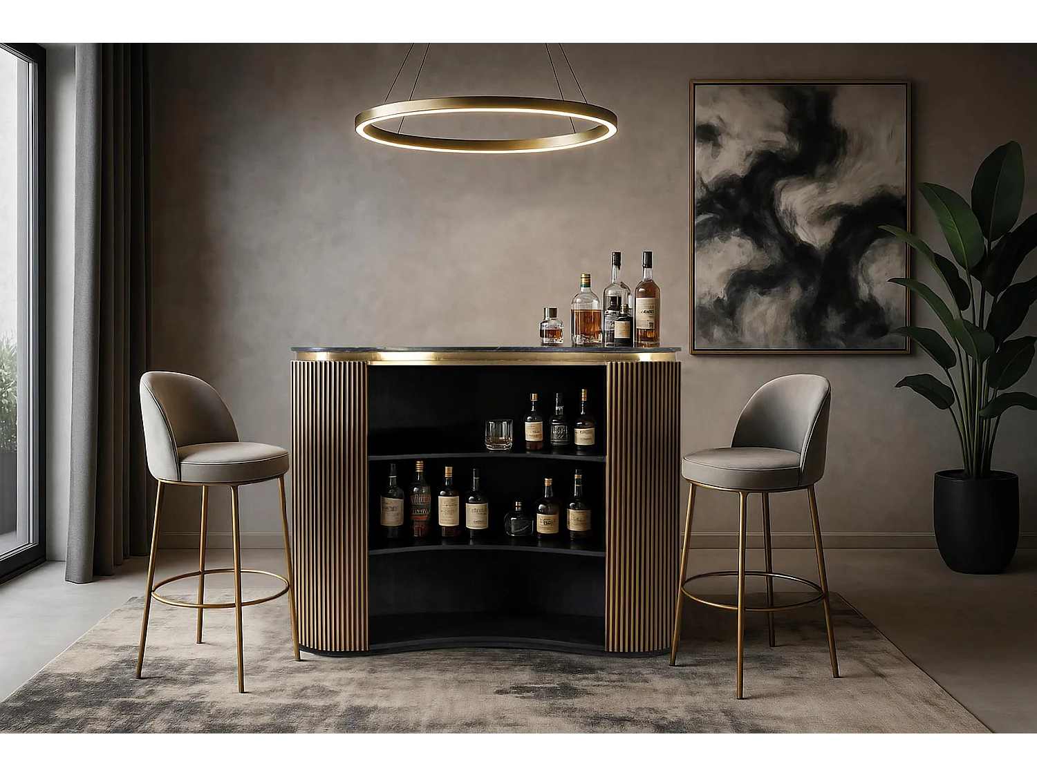 Credenza a quattro ante con dettagli intagliati a mano 195cm