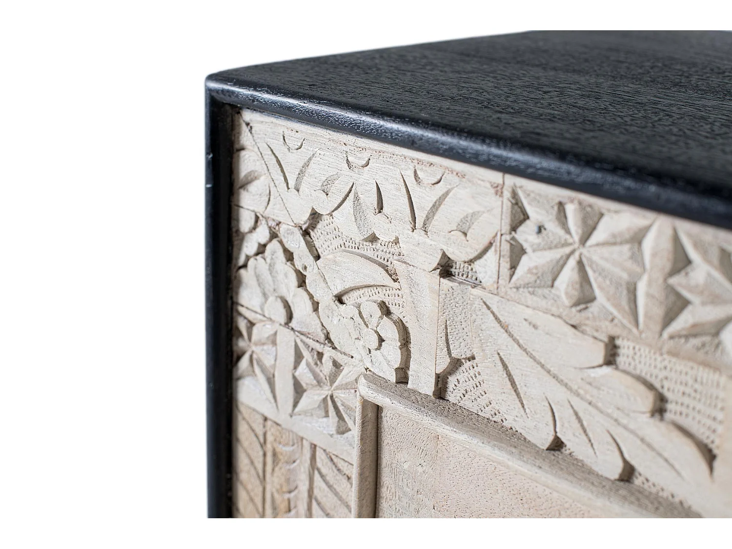 Credenza in legno di mango in stile etnico intagliato - 95x195x41