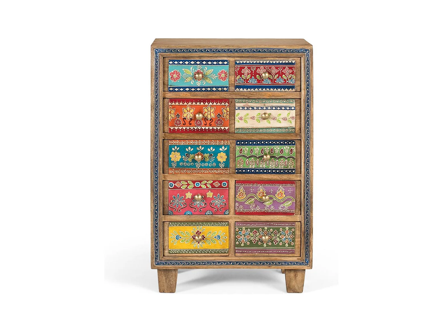 Credenza in legno di mango con dettagli dipinti a mano