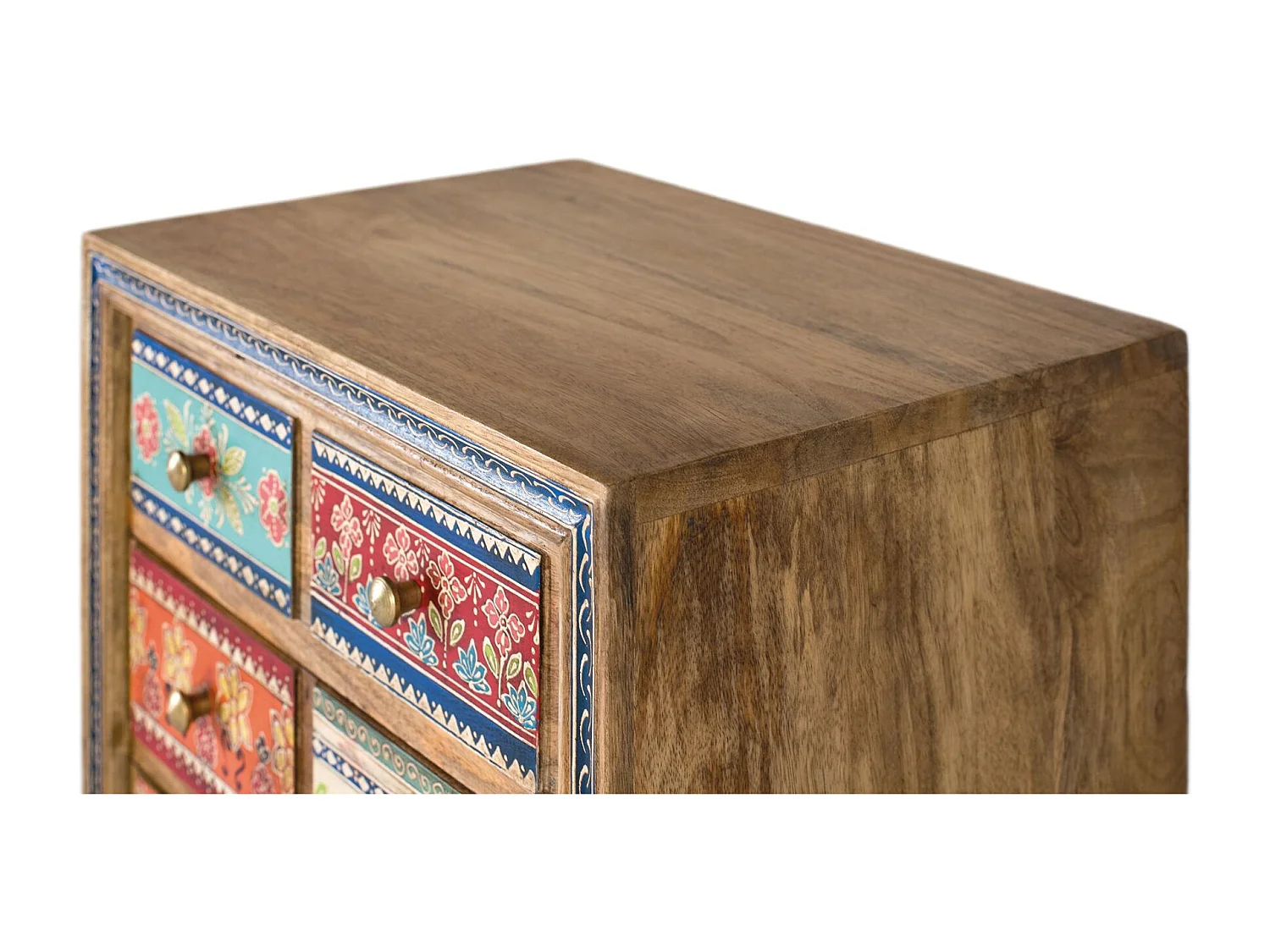 Credenza in legno di mango con dettagli dipinti a mano