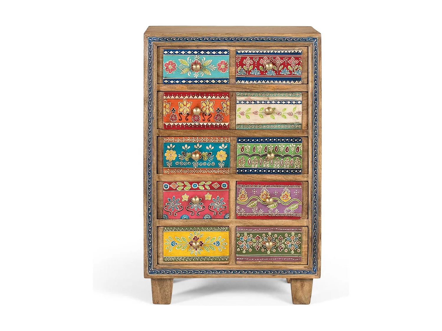 Buffet en bois de manguier et détails peints à la main