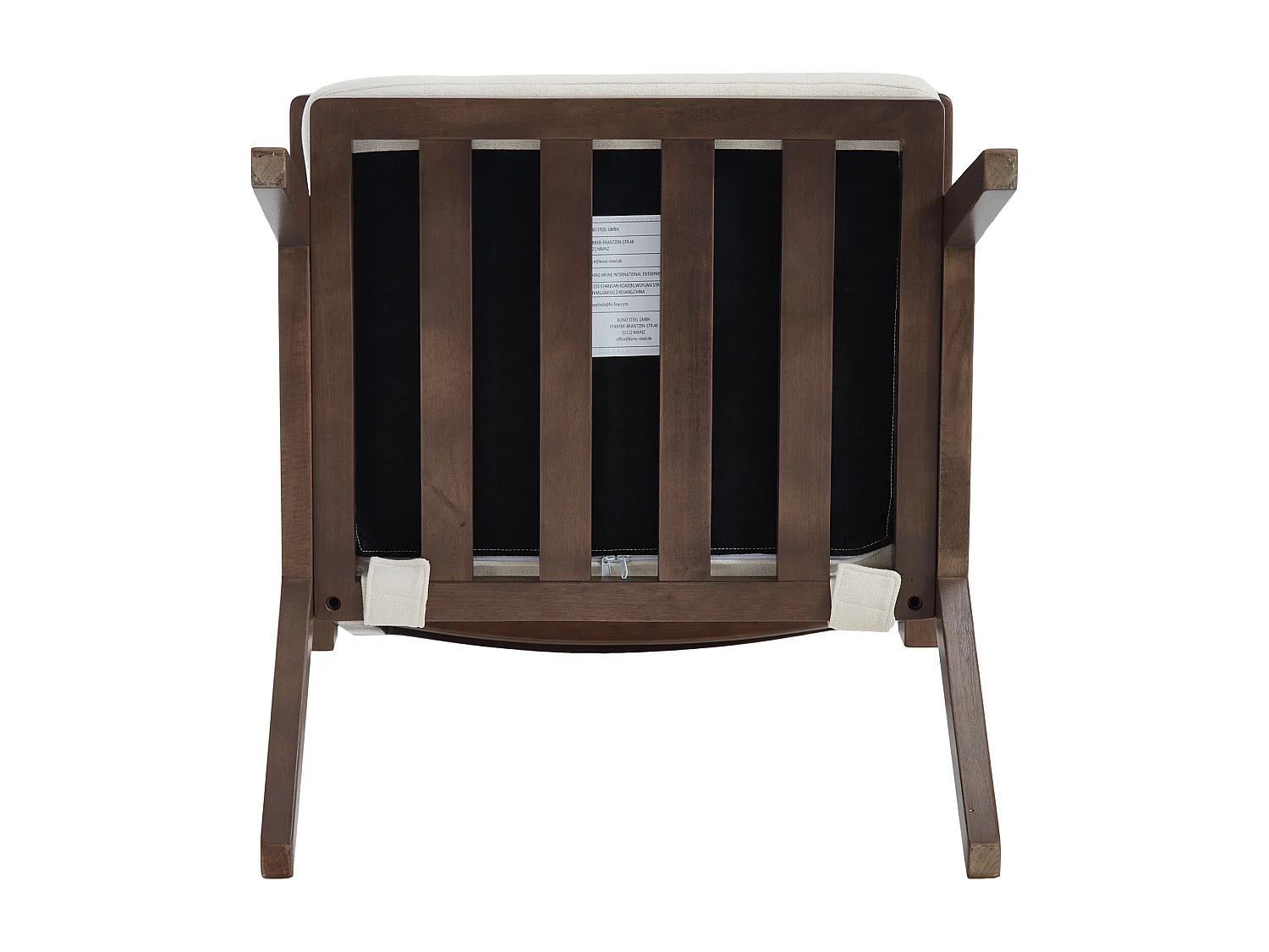 Fauteuil droit de style vintage, adapté à la décoration du salon/chambre/bureau, en bois + lin, Beige