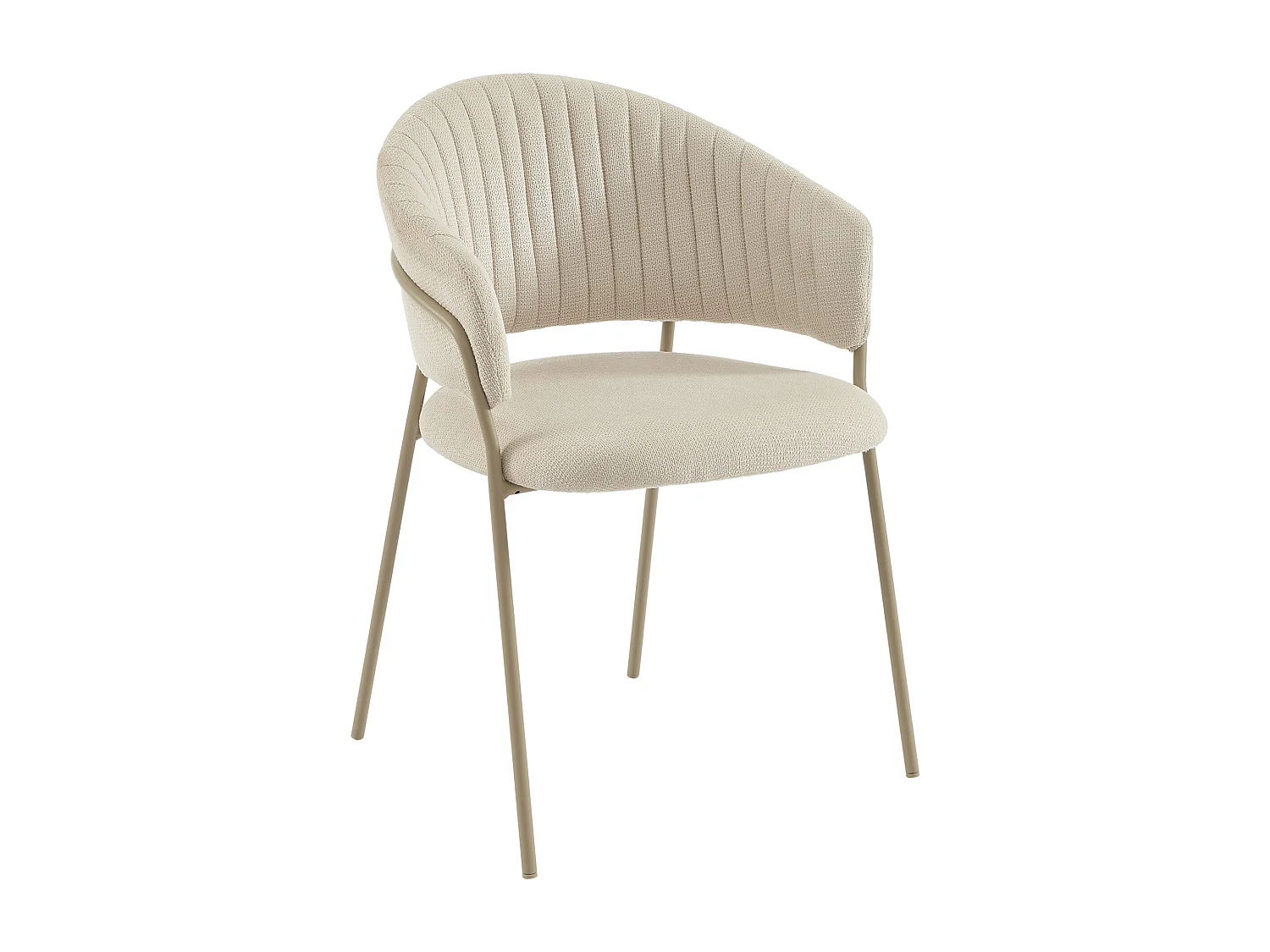 Lot de 6 chaises en tissu texturé et métal - Beige - MADOLIA de Pascal Morabito