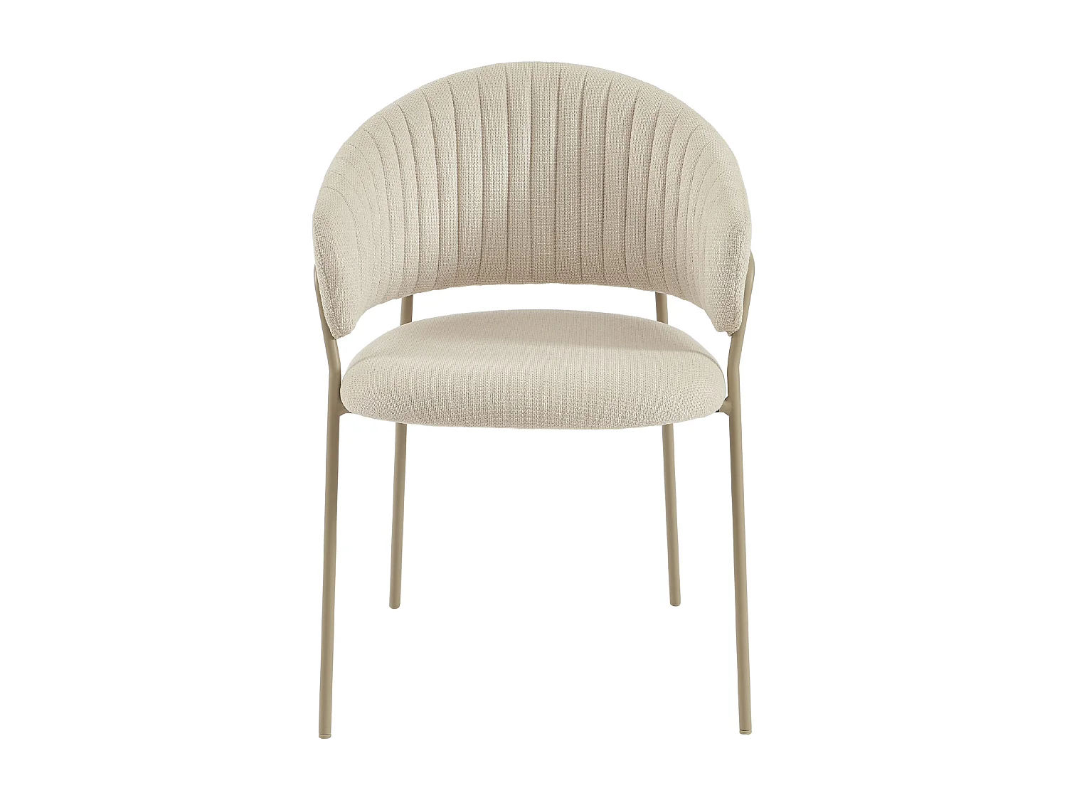 Lot de 6 chaises en tissu texturé et métal - Beige - MADOLIA de Pascal Morabito