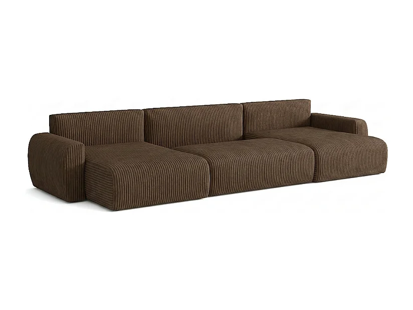 Stylowy narożnik rozkładany  ARIEL U 387x150x87 cm w tkaninie Velo 48 brązowej