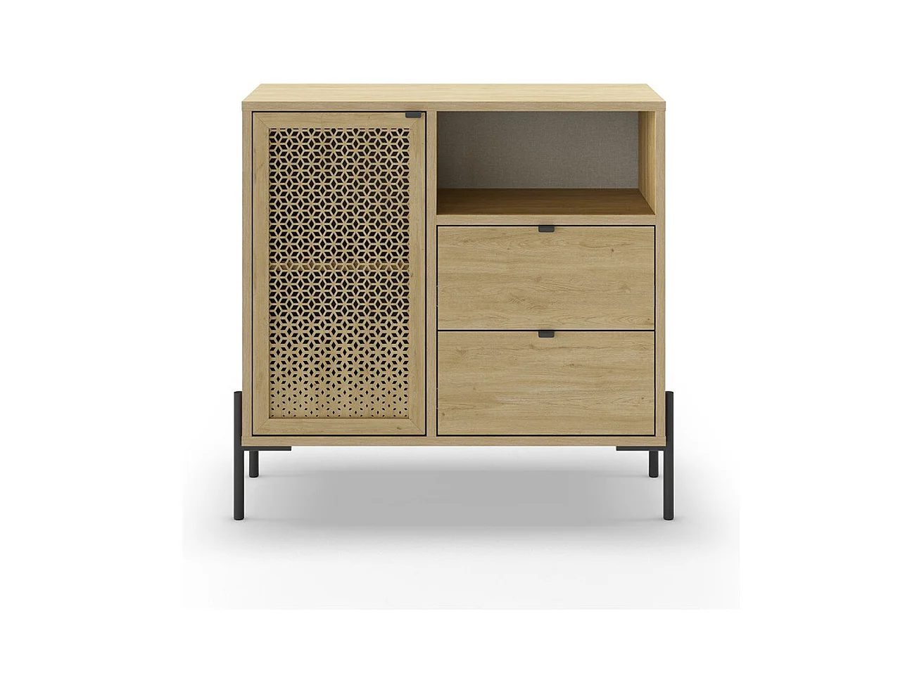 Buffet 1 porte 2 tiroirs effet chêne 84 cm - Corto