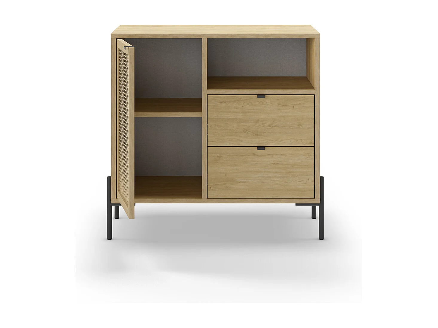 Buffet 1 porte 2 tiroirs effet chêne 84 cm - Corto