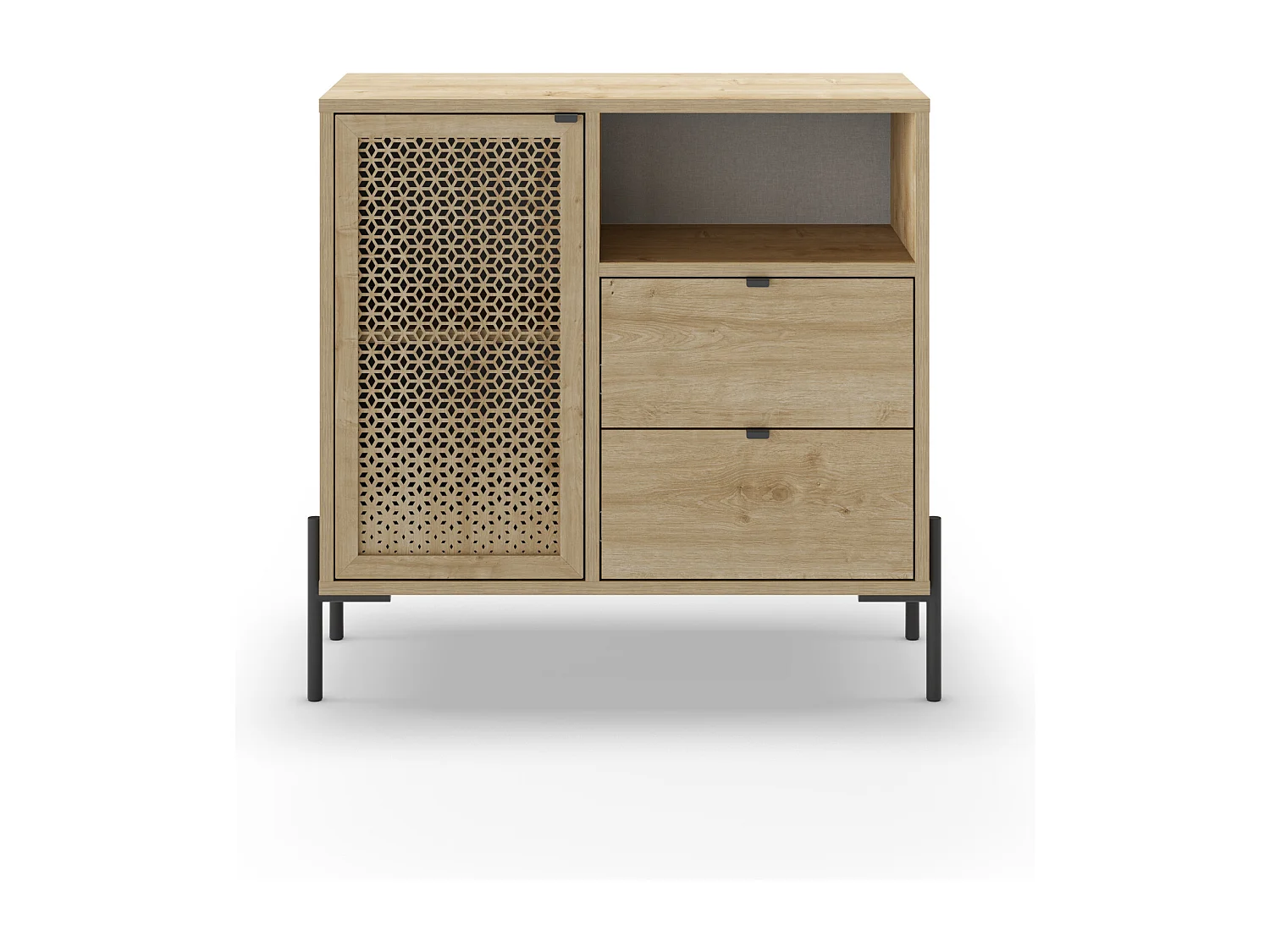 Buffet 1 porte 2 tiroirs effet chêne 84 cm - Corto