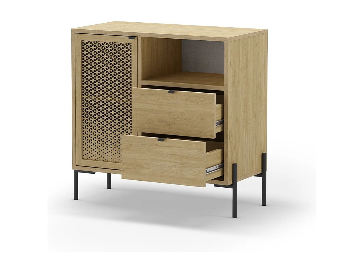 Petit Buffet 1 Porte 1 Niche et 2 Tiroirs L80 cm - Inca