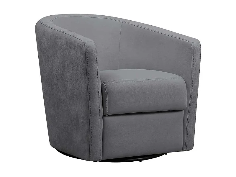 Fauteuil cabriolet pivotant 360° tissu micro peau gris foncé - GINKO