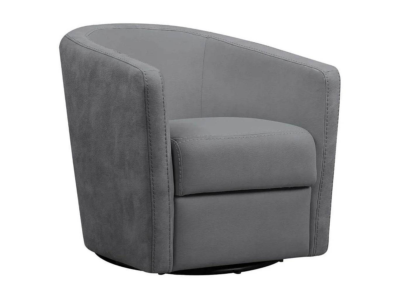 Fauteuil cabriolet pivotant 360° tissu micro peau gris foncé - GINKO