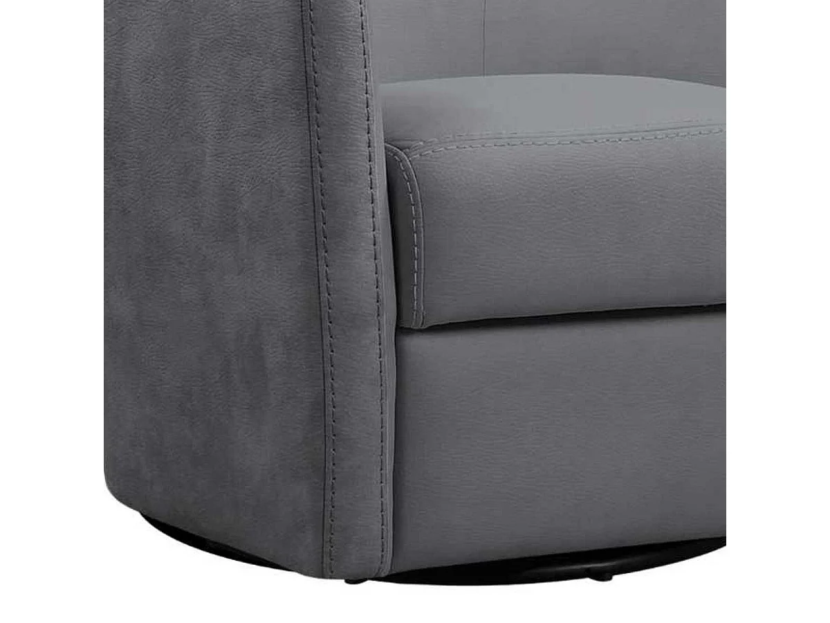 Fauteuil cabriolet pivotant 360° tissu micro peau gris foncé - GINKO