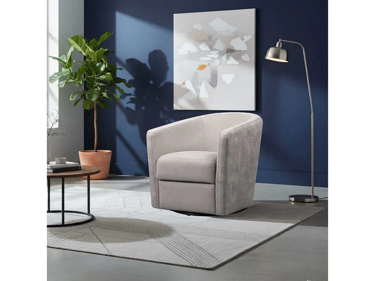 Fauteuil cabriolet pivotant 360° tissu micro peau mastic - GINKO