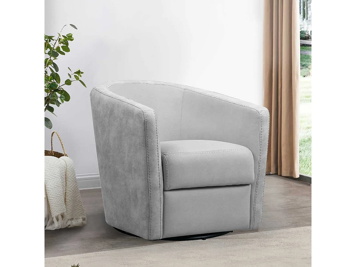 Fauteuil cabriolet pivotant 360° tissu micro peau gris clair - GINKO