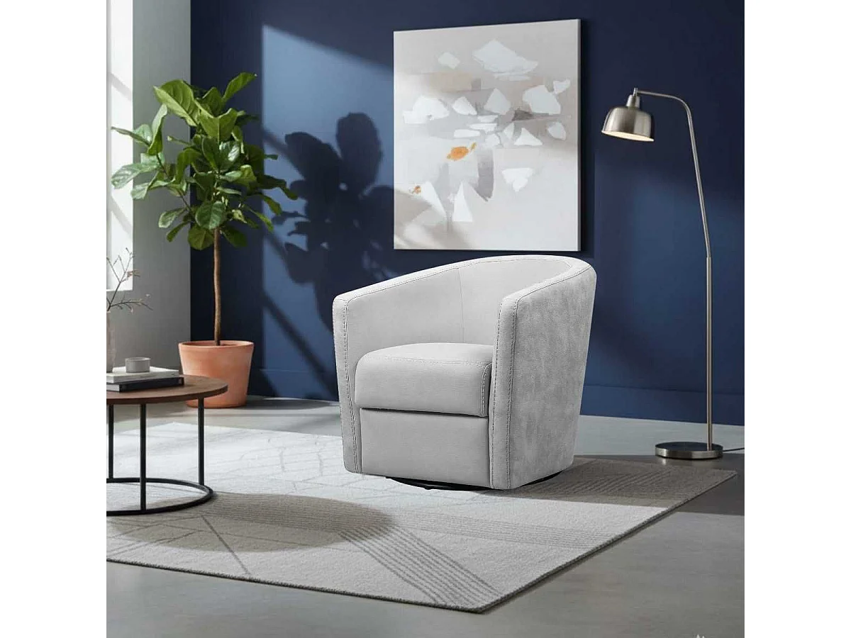 Fauteuil cabriolet pivotant 360° tissu micro peau gris clair - GINKO