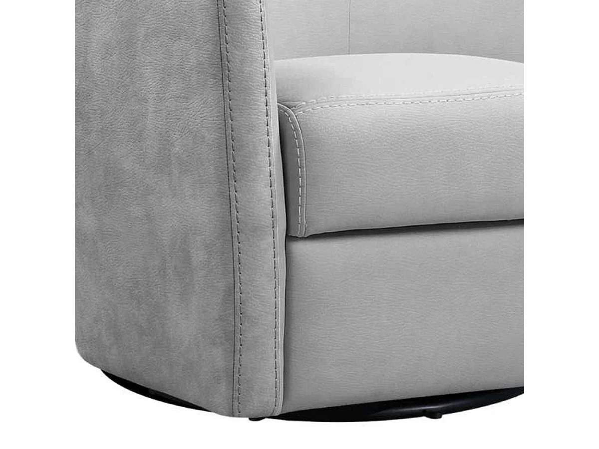 Fauteuil cabriolet pivotant 360° tissu micro peau gris clair - GINKO