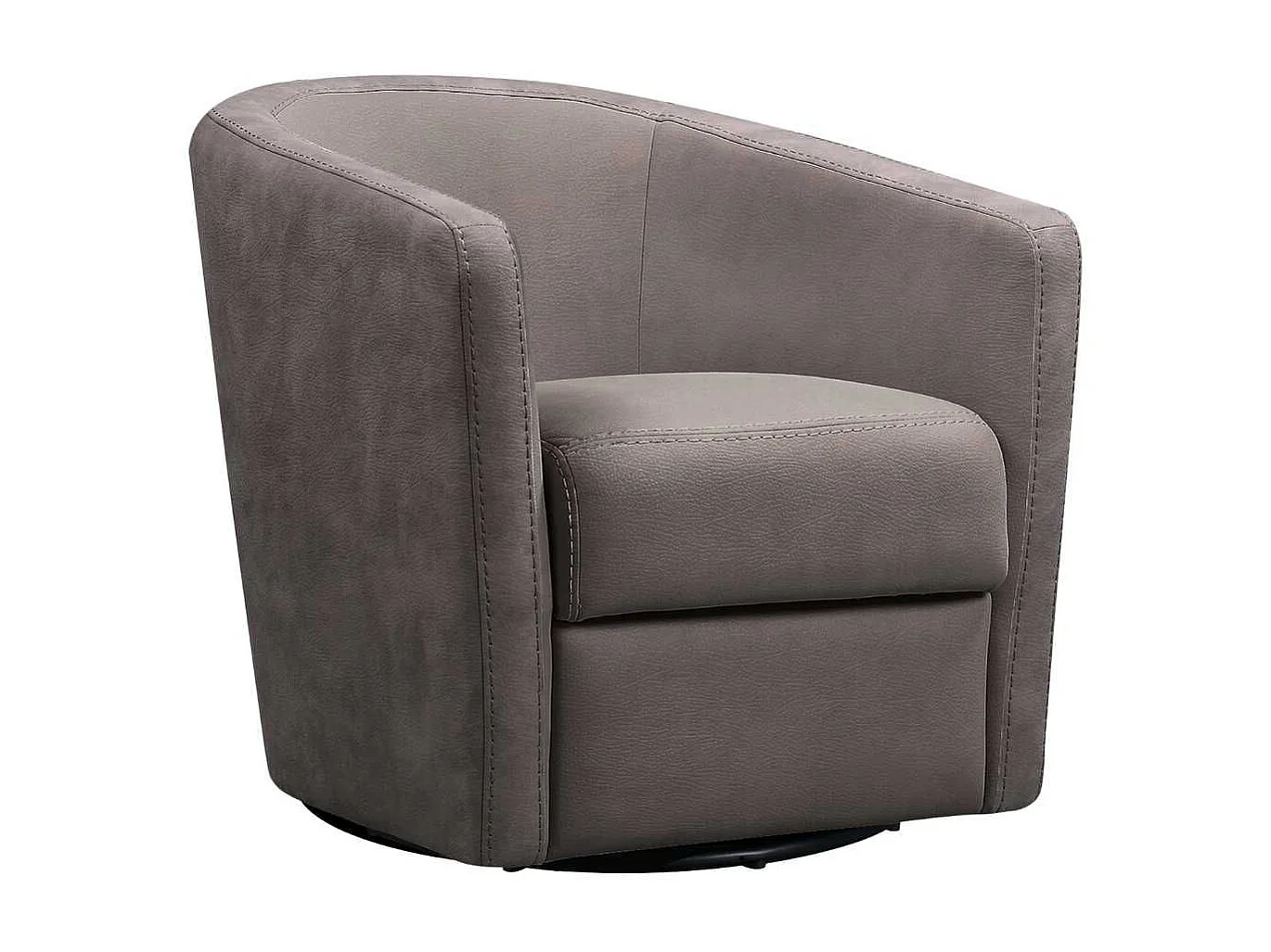 Fauteuil cabriolet pivotant 360° tissu micro peau brun taupe - GINKO