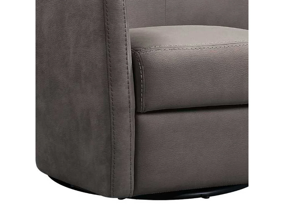 Fauteuil cabriolet pivotant 360° tissu micro peau brun taupe - GINKO