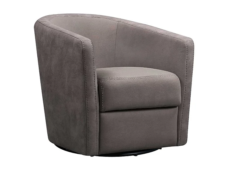 Fauteuil cabriolet pivotant 360° tissu micro peau brun taupe - GINKO
