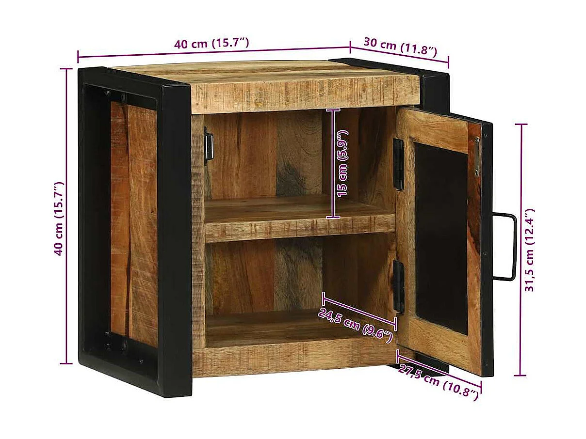 Badezimmerschrank Braun 40 x 30 x 40 cm Massivholz Mango