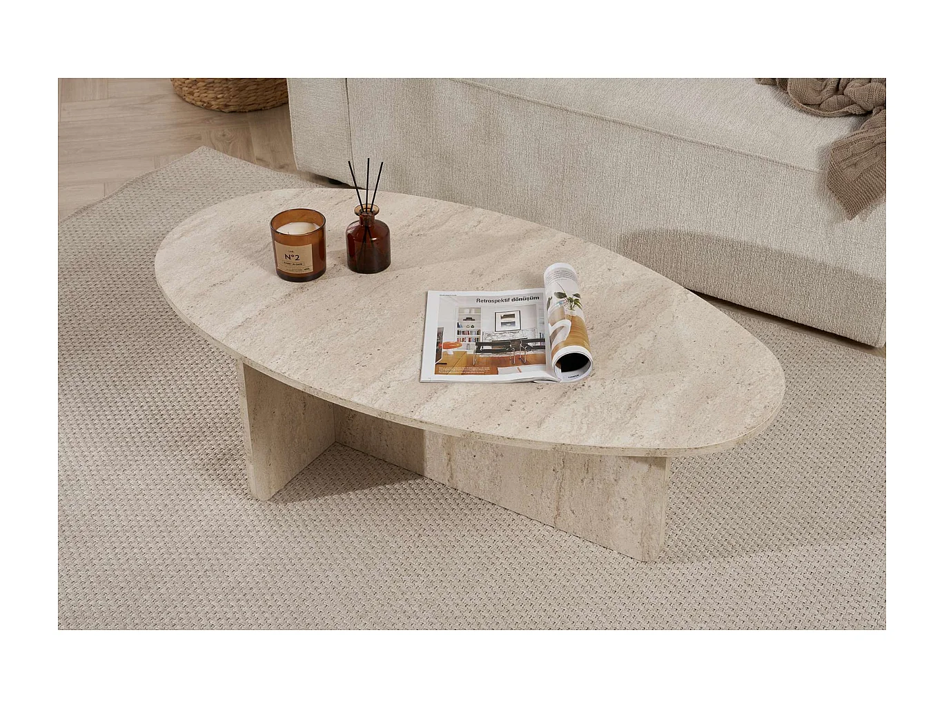 Table basse avec plateau ovale L125 cm - ANNA