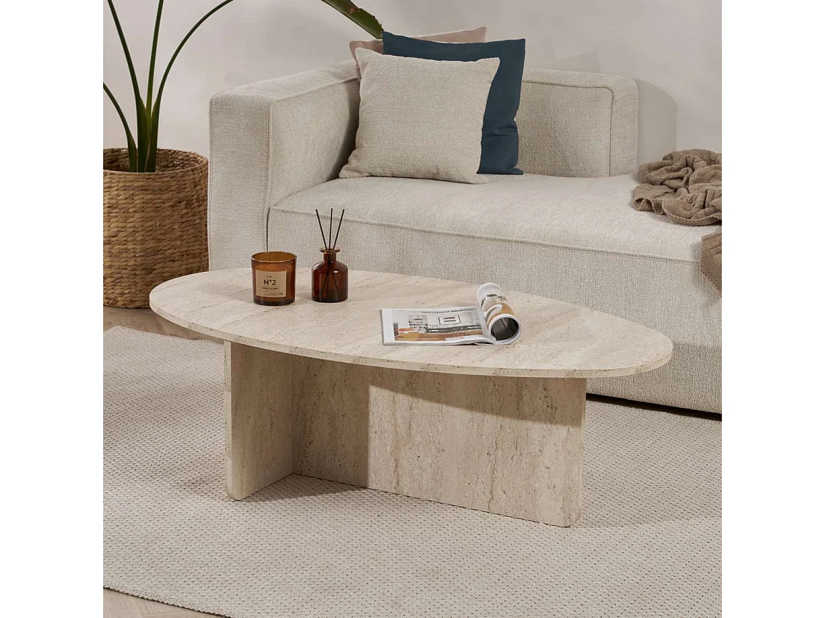 Table basse avec plateau ovale L125 cm - ANNA