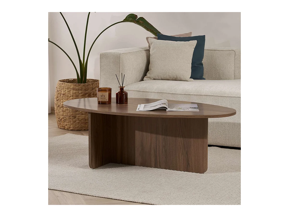 Couchtisch mit ovaler Platte L125 cm - ANNA