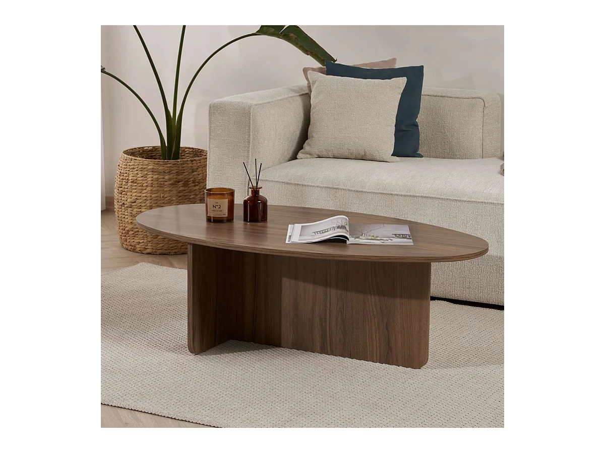 Couchtisch mit ovaler Platte L125 cm - ANNA