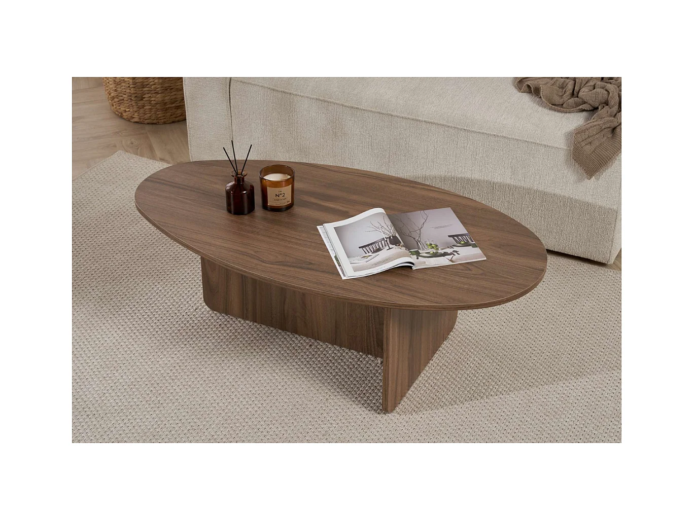 Couchtisch mit ovaler Platte L125 cm - ANNA