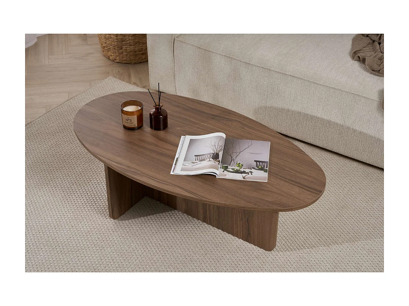 Couchtisch mit ovaler Platte L125 cm - ANNA