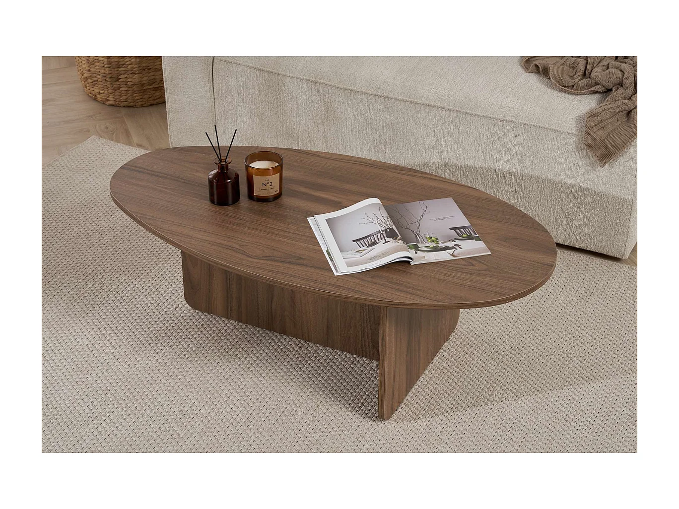Table basse avec plateau ovale L125 cm - ANNA