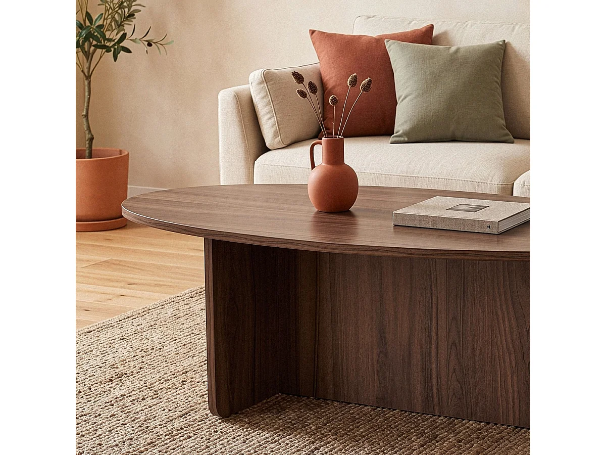 Mesa de centro com tampo oval, 125 cm de comprimento - ANNA