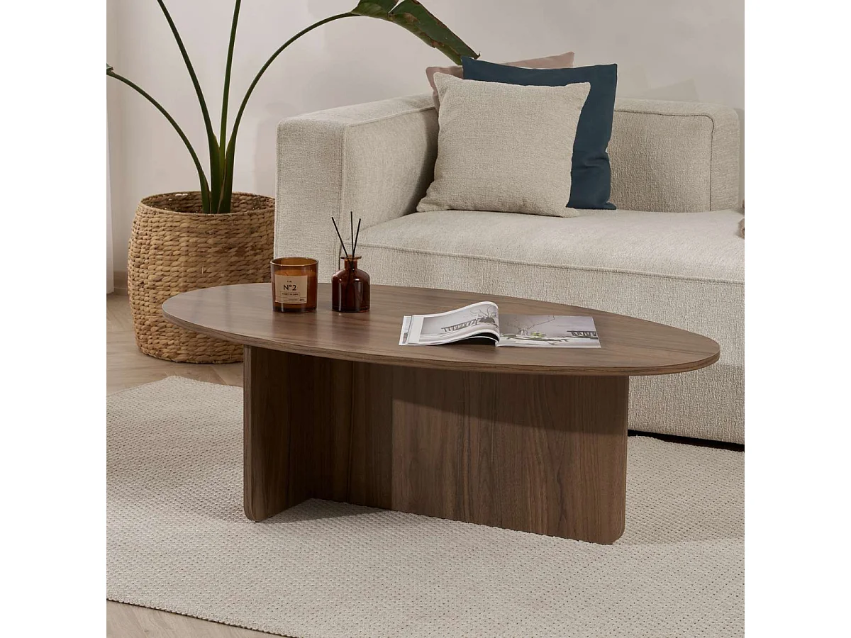 Table basse avec plateau ovale L125 cm - ANNA