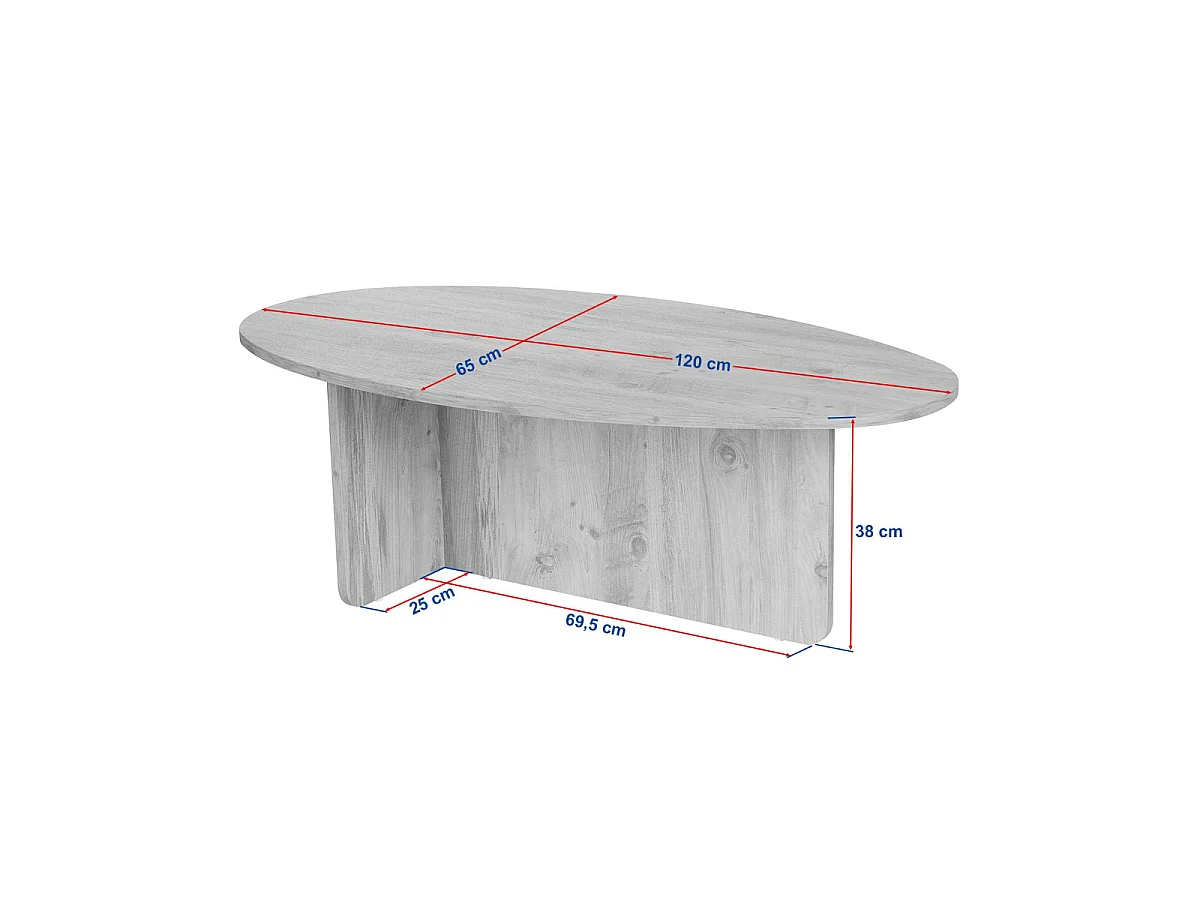 Table basse avec plateau ovale L125 cm - ANNA