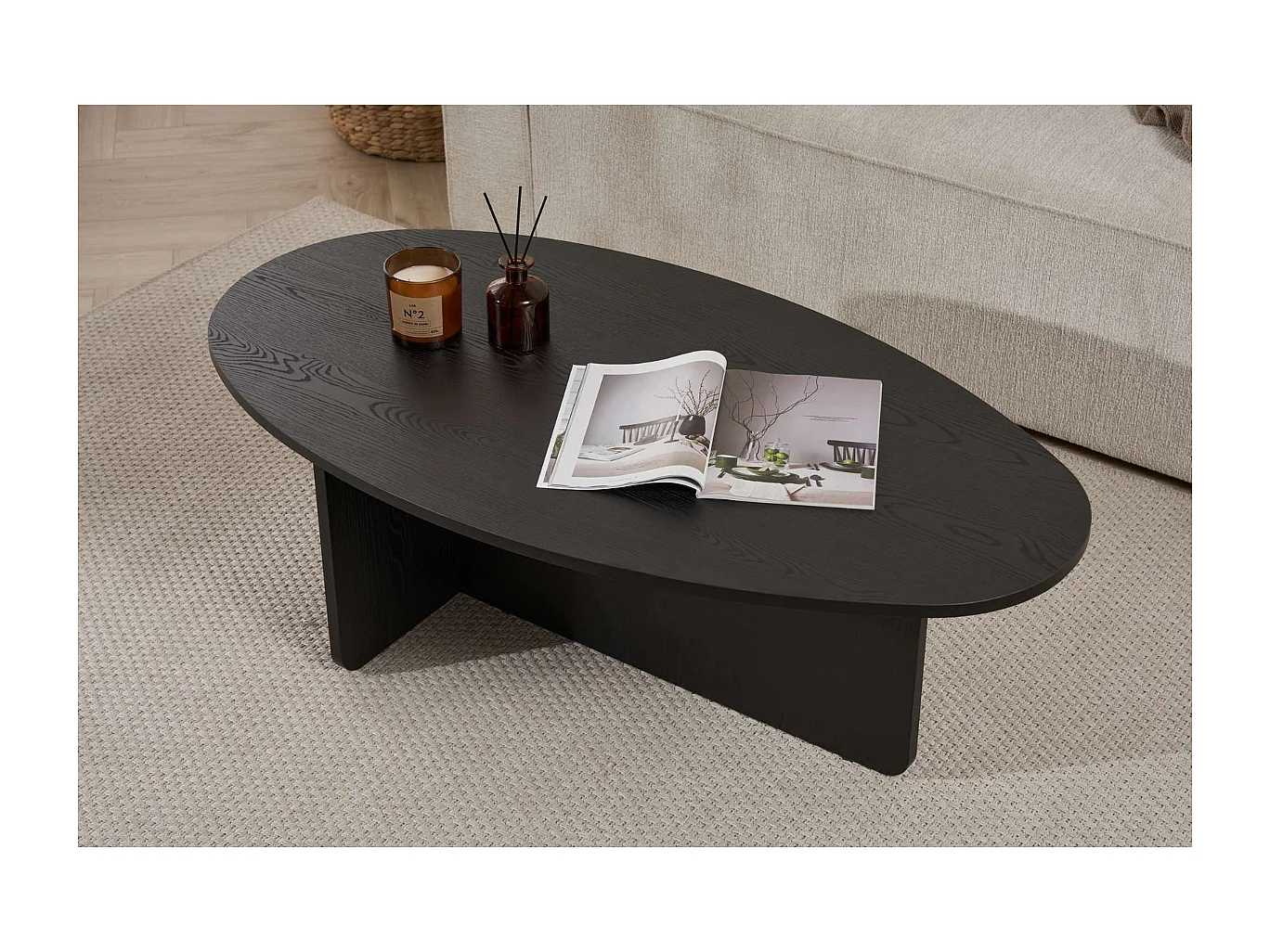 Couchtisch mit ovaler Platte L125 cm - ANNA