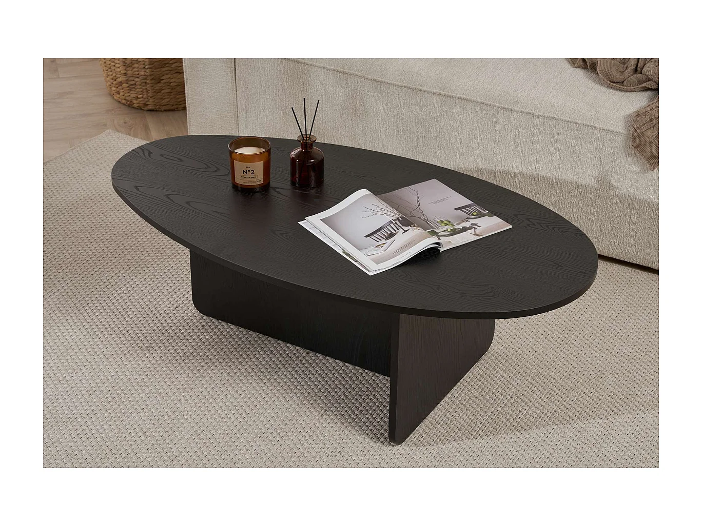 Table basse avec plateau ovale L125 cm - ANNA
